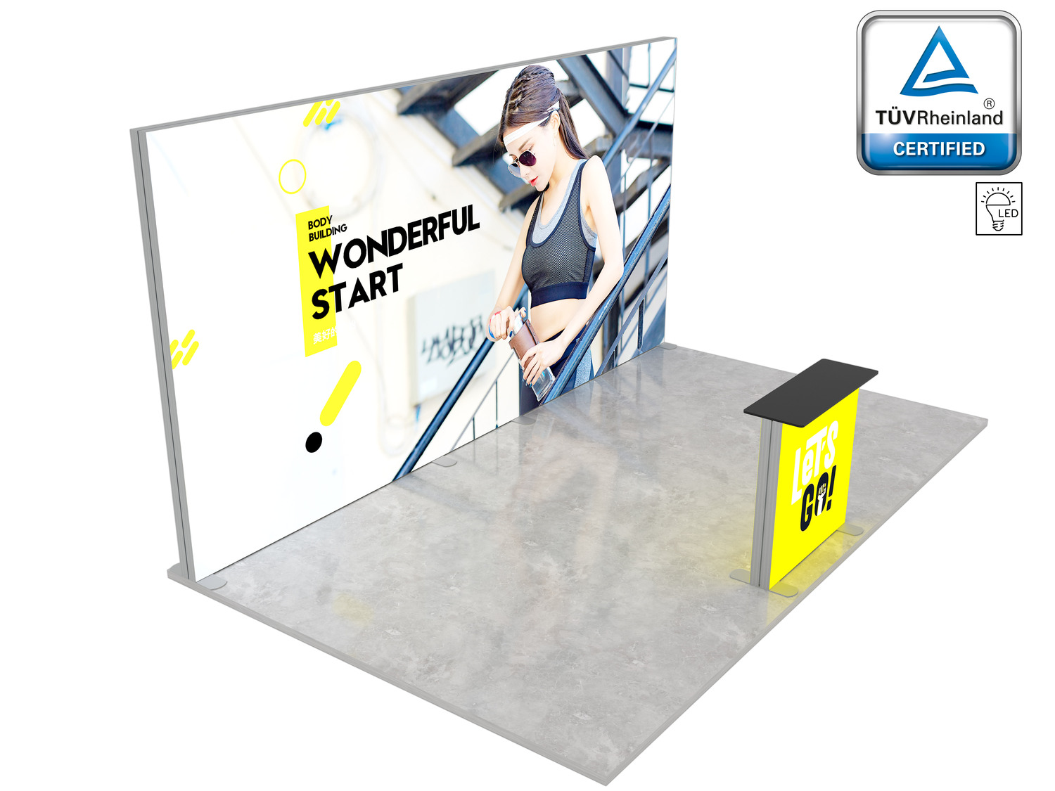 Stoisko targowe z systemu LUMIX™ 15 m² (5x3) półwysep