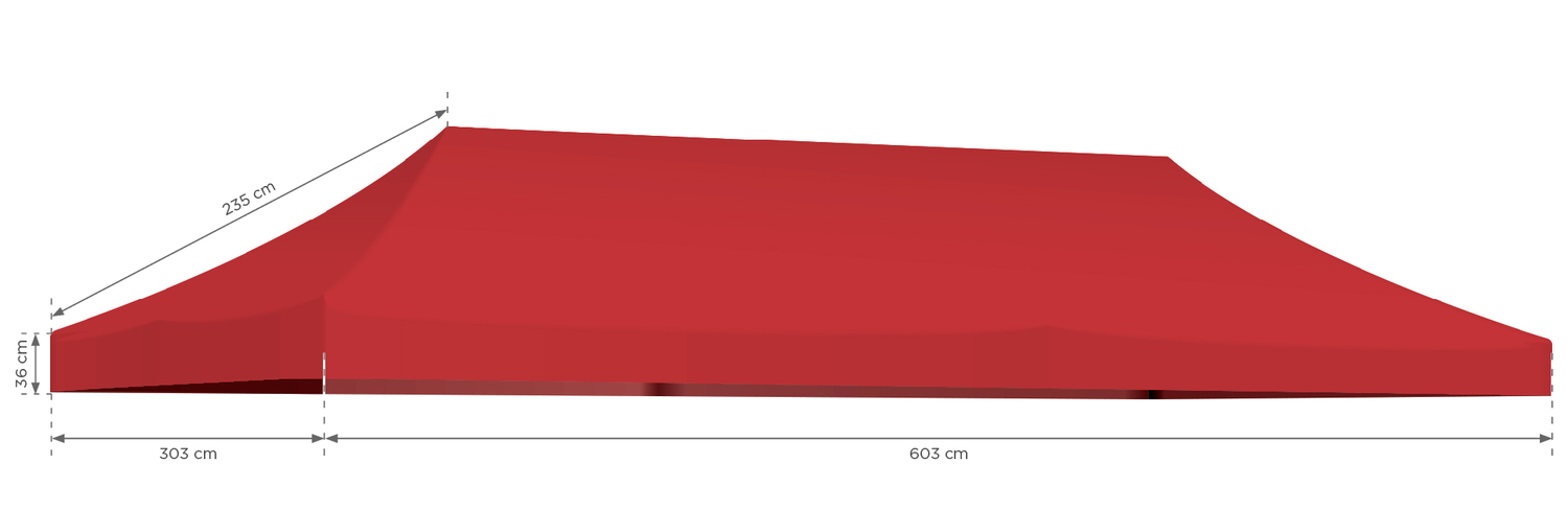 Dach do stelaża namiotu 3x6 - czerwony - obrazek 3
