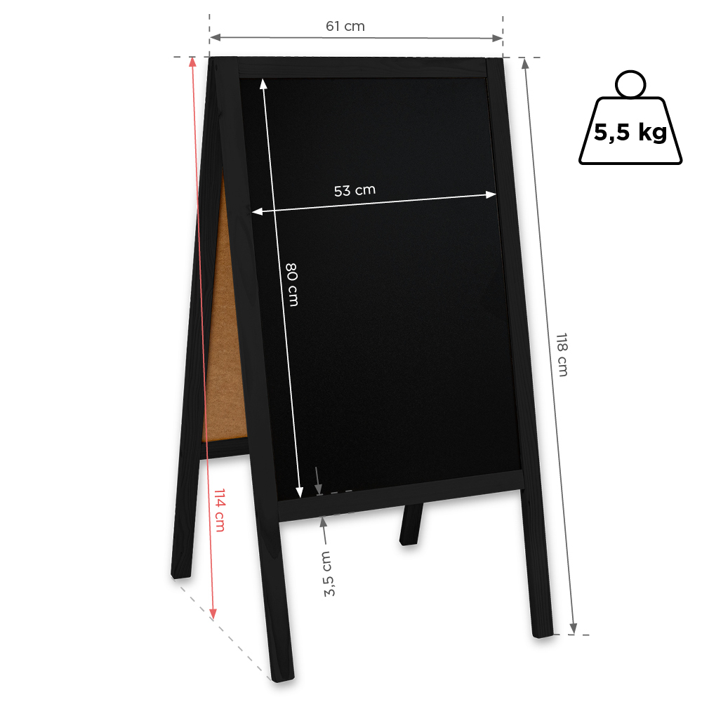 Potykacz drewniany Classic L (61x118 cm) - czarny - obrazek 6