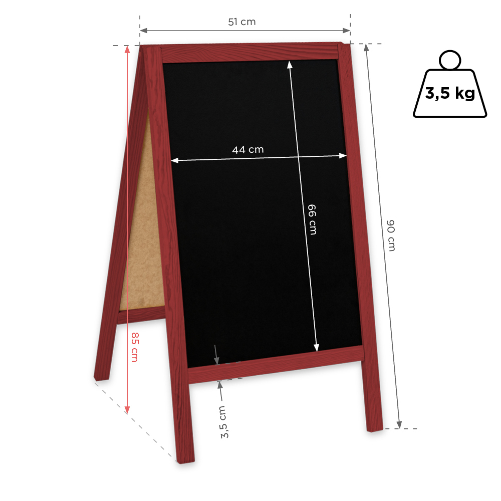 Potykacz drewniany Classic S (51x90 cm) - czerwony - obrazek 3