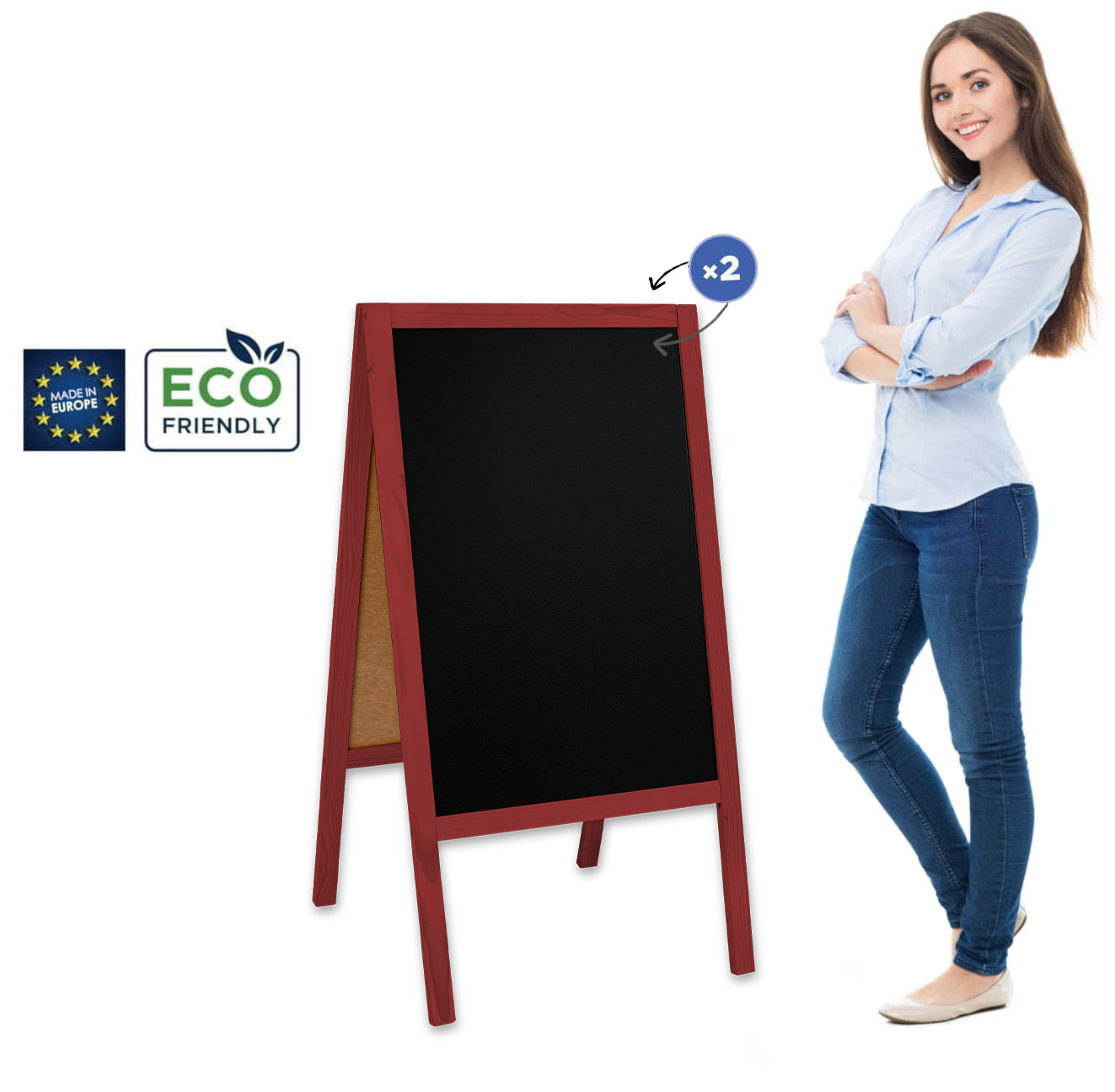 Potykacz drewniany Classic L (61x118 cm) - czerwony