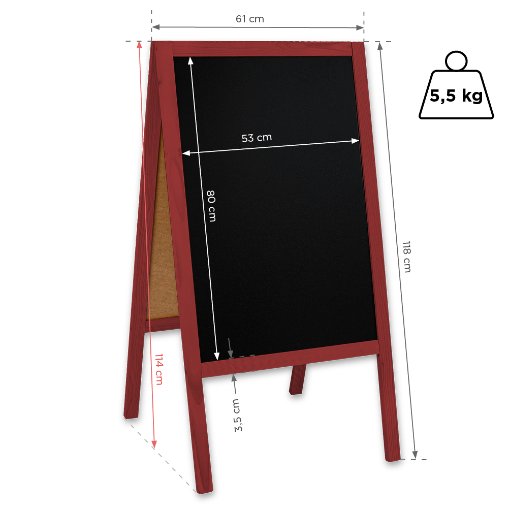 Potykacz drewniany Classic L (61x118 cm) - czerwony - obrazek 3