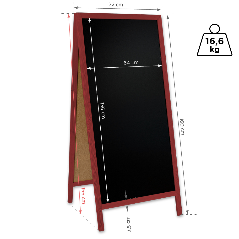 Potykacz drewniany Classic XL (72x160 cm) - czerwony - obrazek 7