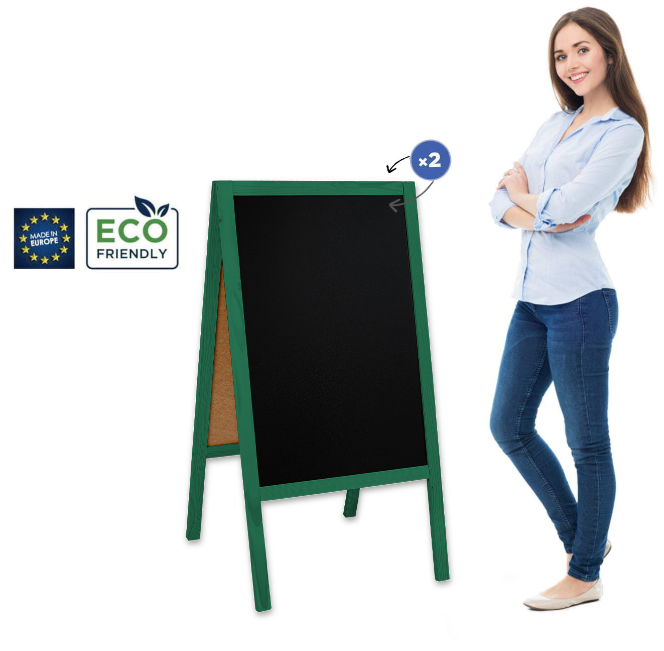 Potykacz drewniany Classic L (61x118 cm) - zielony