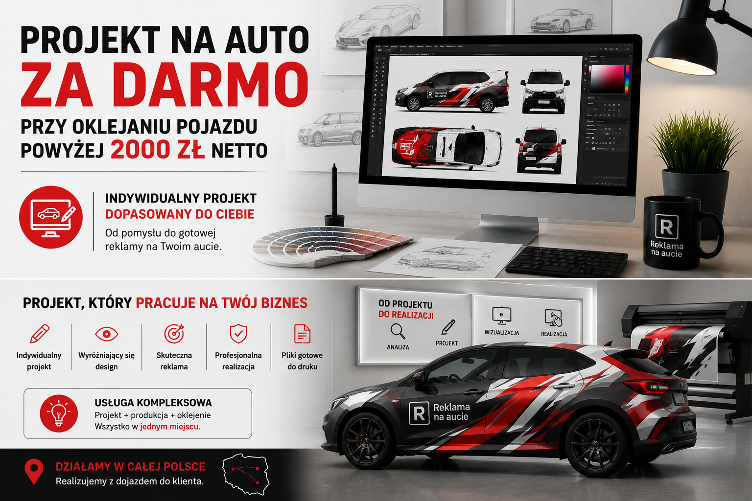 Projektowanie oznakowania pojazdu Projektowanie grafiki i oznakowania karetki