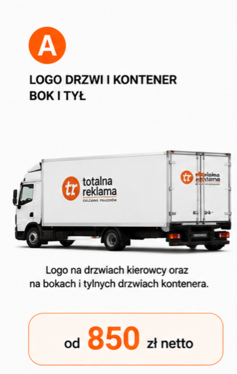 Oklejanie kontenera – wariant A Oklejanie kontenera ciężarowego wariant A