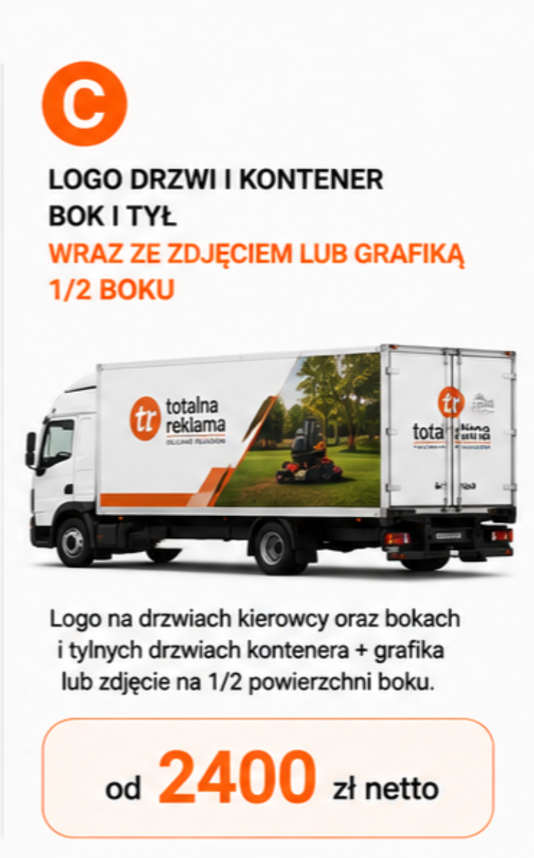 Oklejanie kontenera – wariant C Oklejanie kontenera ciężarowego wariant C