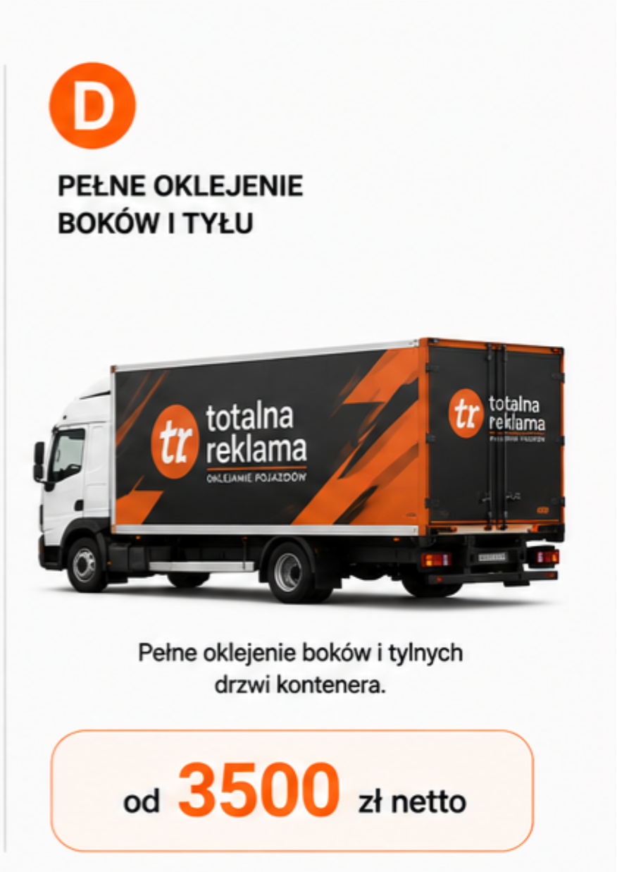 Oklejanie kontenera – wariant D Oklejanie kontenera ciężarowego wariant D