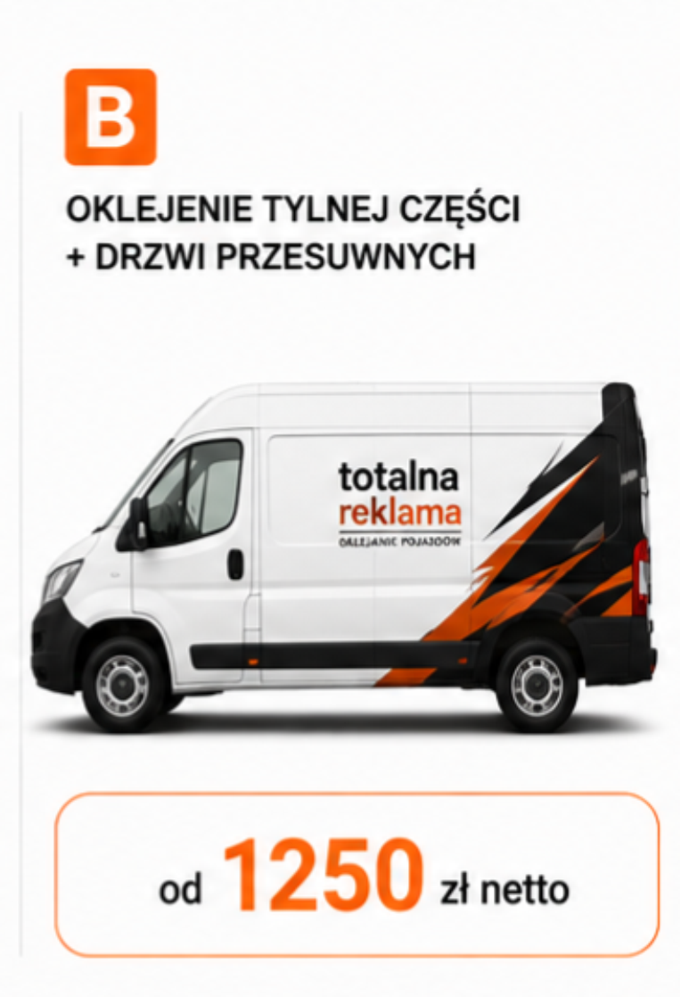 Oklejanie dużego samochodu dostawczego wariant B – tylna część i strefa ładunkowa
