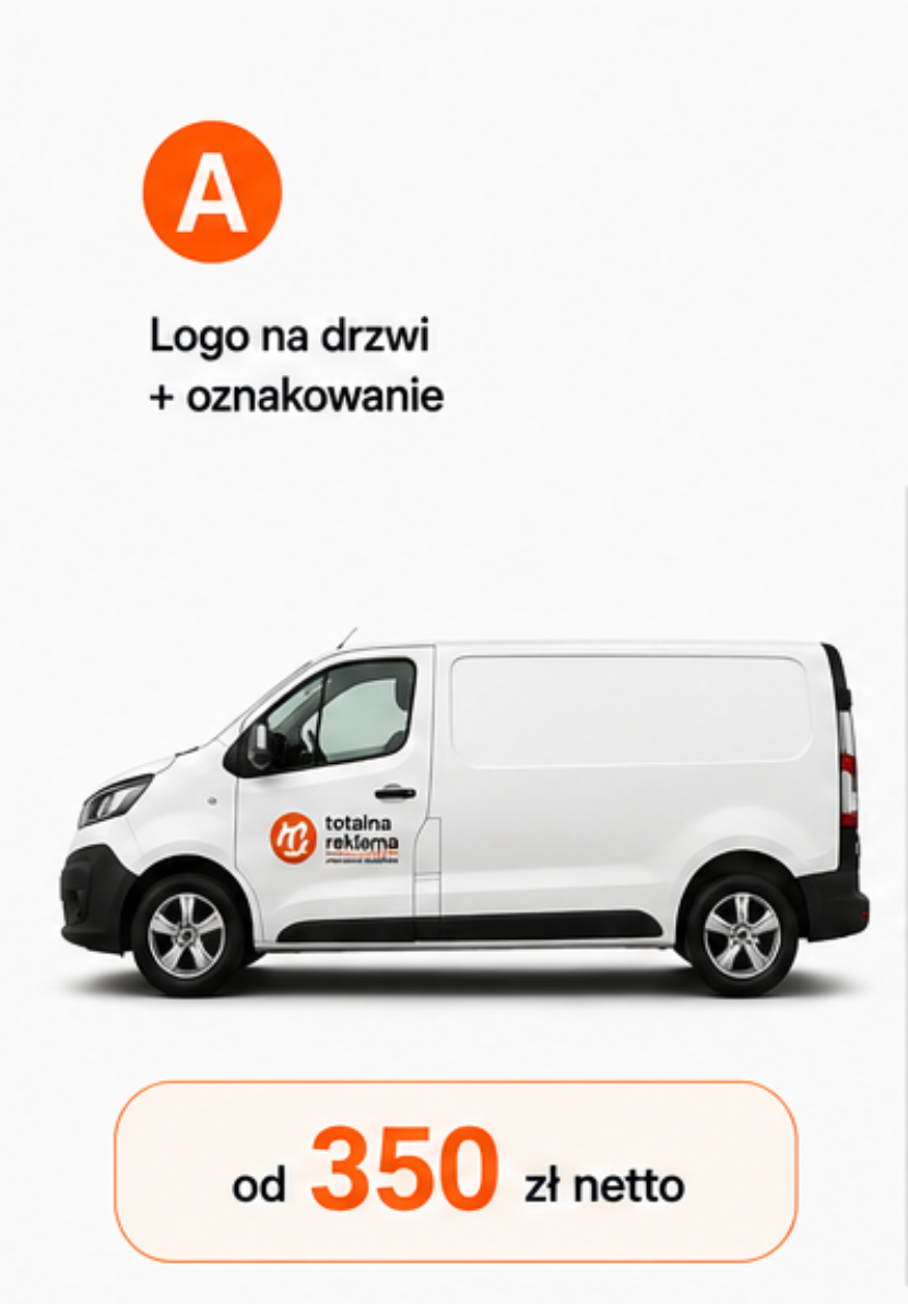 Oklejanie średniego samochodu dostawczego wariant A – logo i adresówka