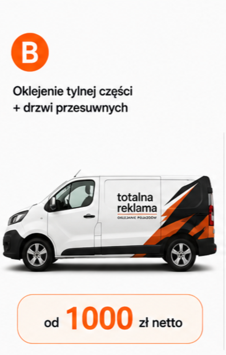Oklejanie średniego samochodu dostawczego wariant B – tylna część i drzwi przesuwne