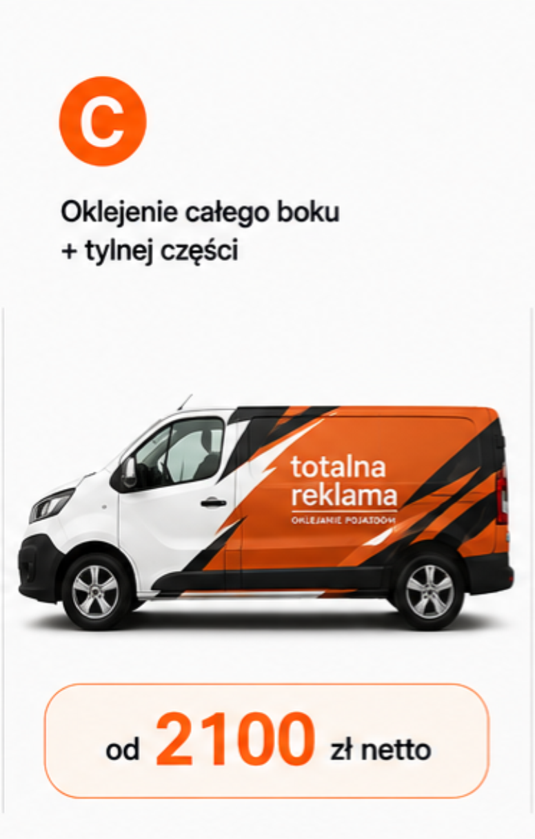 Oklejanie średniego samochodu dostawczego wariant C – cały bok i tylna część