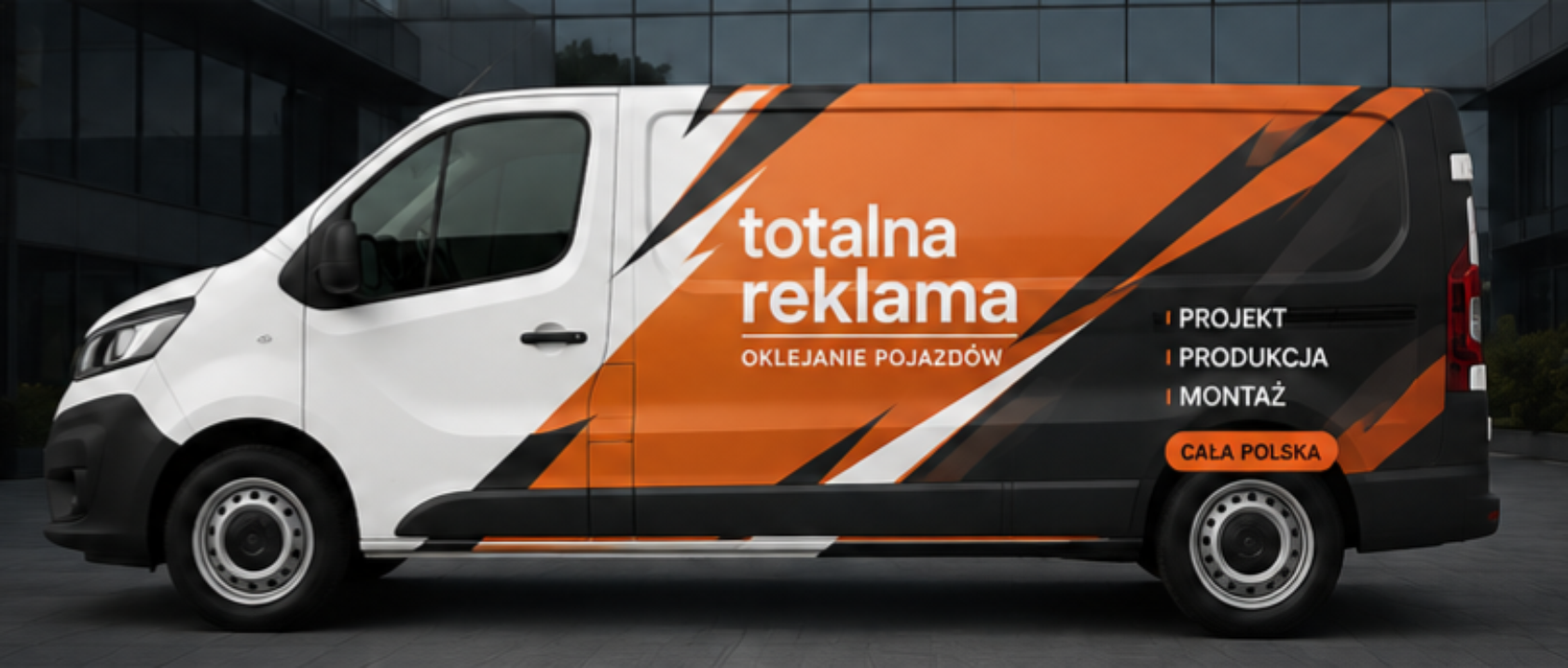 Oklejanie średnich samochodów dostawczych – reklama na aucie typu Vivaro lub Proace