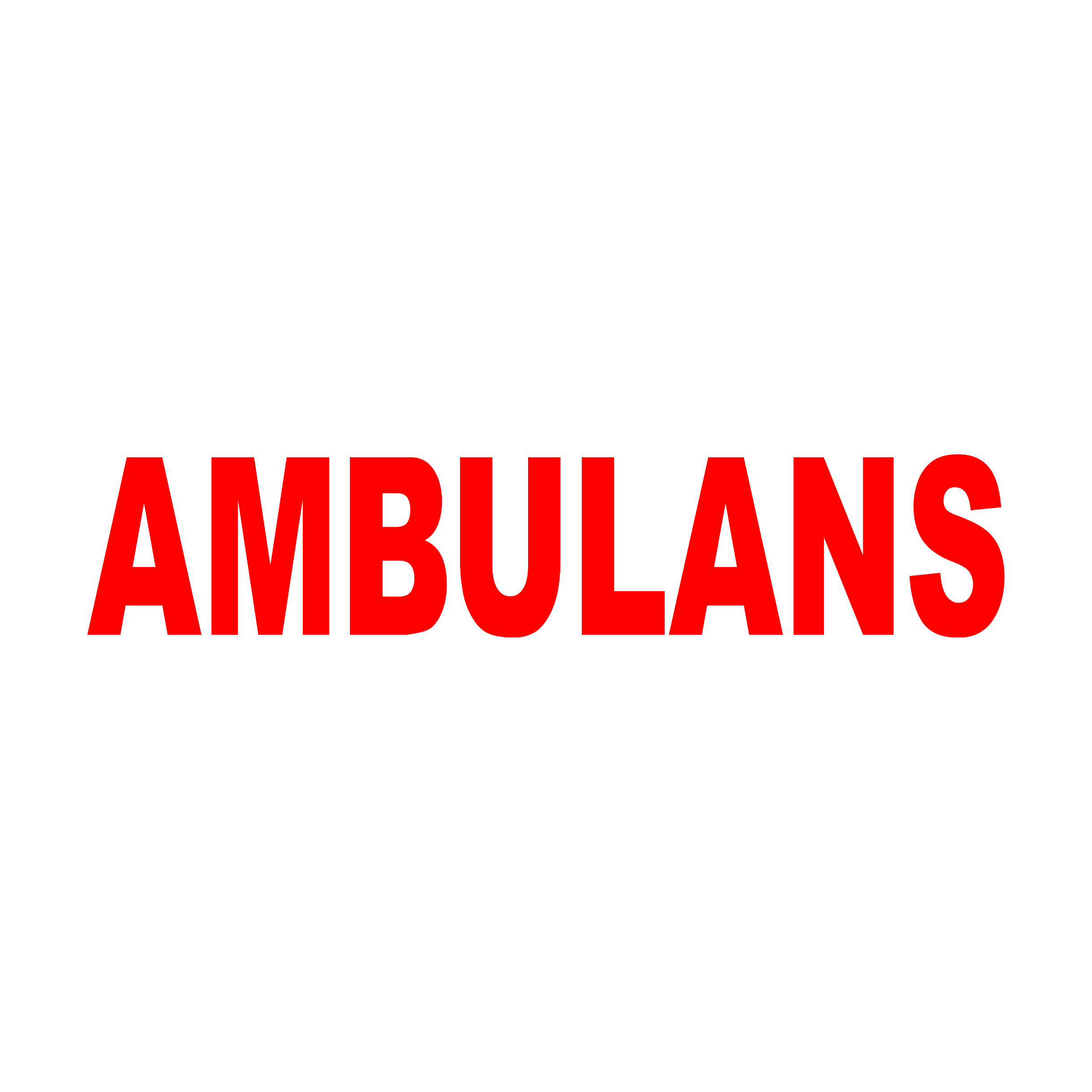 Czerwony napis AMBULANS 110 × 22 cm na przód karetki